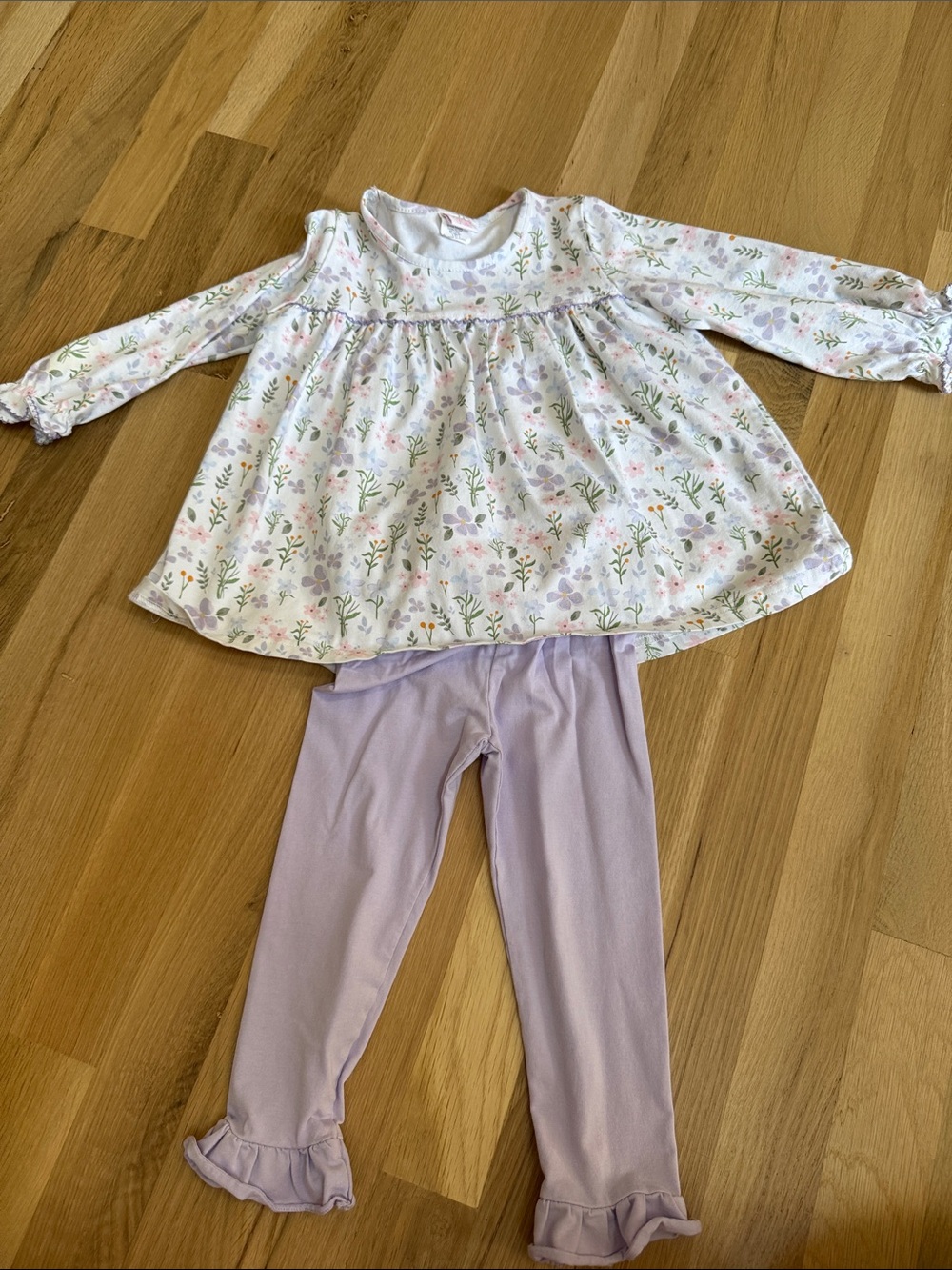 Girls' Lavender Floral Two-Piece Pajama Set by